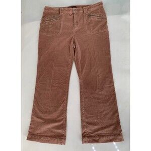 Y2K Jones Wear Corduroy Pants Women 14 Wide Leg Dusty Rose Pink Zip Pockets